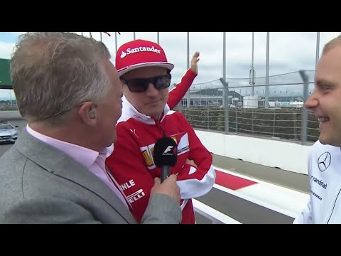 Kimi and Bottas have an enthusiastic talk
