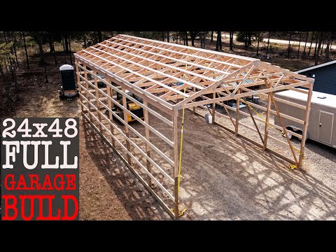 8 min Timelapse | Building A Post Frame Garage | Full Time-Lapse Polebarn Construction