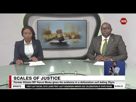 Former MP Harun Mwau gives his evidence in a defamation suit dating 20yrs