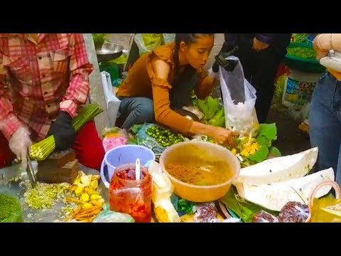 Phnom Penh Market Food - Walk Around Market Food At Boeung Trabaek Market Video