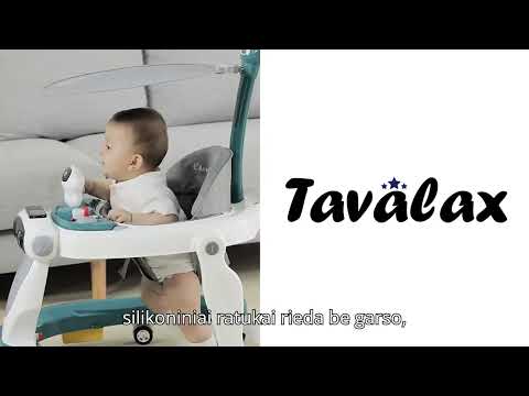 2‑in‑1 360° vaikštynė kūdikiams su reguliuojamu aukščiu, stabiliu piramidės baze, tyliais ratais Tavalax video