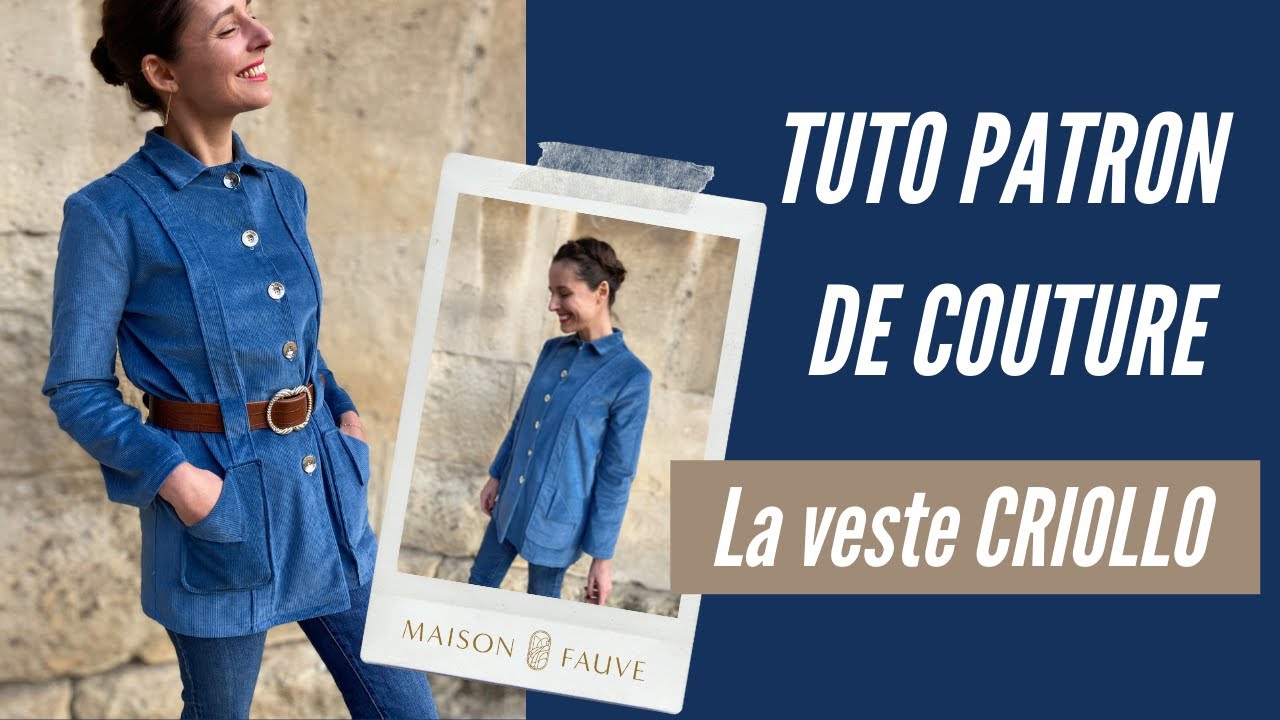 Patron couture veste Criollo / PDF (A4, A3, A0, US Letter) - Cadres, Calques par Taille, Vidéoprojection