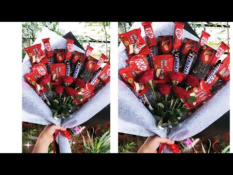 how to make chocolate and rose bouquet/diy chocolate bouquet at home/miss creative bouquet making