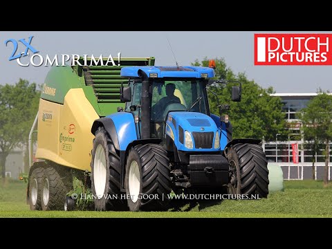 Balen persen en wikkelen - 2x Krone Comprima CF 155 XC - Rozeboom - Baling and Wrapping Silage