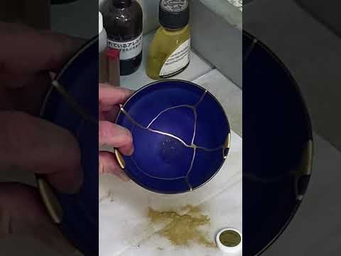 Adding Gold Kintsugi Rebirth Symbol to a Blue Bowl video