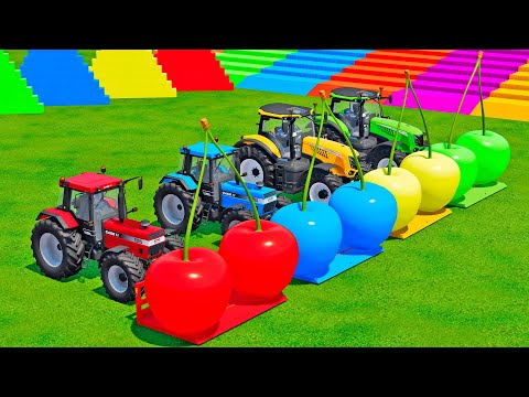 LOADING & TRANSPORT GIANT CHERRY CASE vs MCCORMICK TRACTORS PARKOUR - Farming Simulator 22