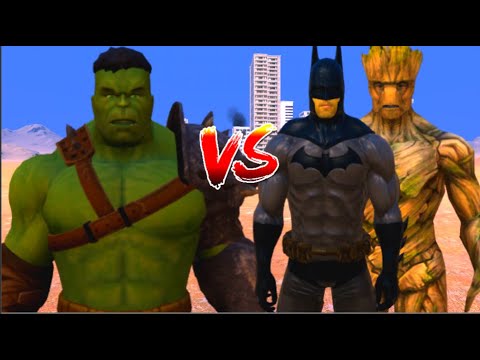 100 Hulk vs 1000 BatMan and 1000 Groot (Marvel vs Dc)