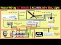 Electrical House Wiring All Details Wire Size MCB Rating AC Size Number Of Light Room Size