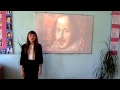 Ученица 9 класса Артёмова Екатерина декламирует сонет У. Шекспира. 
