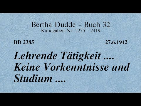 BD 2385 - LEHRENDE TÄTIGKEIT .... KEINE VORKENNTNISSE UND STUDIUM ....