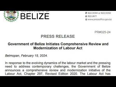 Belize Government Green Lights Overhaul of Labour Act