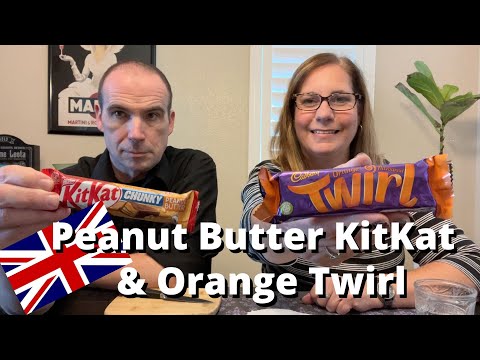 Americans Try British Chocolate Bars | KitKat Chunky Peanut Butter and Cadbury Orange Twirl