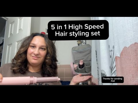 MESCOMB Dual Voltage Hair Styler for Travel, 3 in 1 High-Speed Hair Dryer with 2 Auto-Wrap Curling Barrels, 110-240V Travel Hair Dryer and Curler with Travel Bag for Europe, Hotel, Dorm video review thumbnail