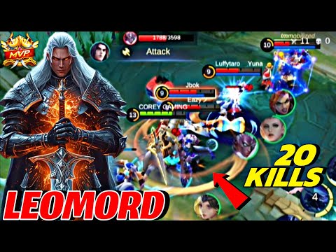 20 KILLS !!! BEST JUNGLER | LEOMORD JUNGLE GUIDE + FASTLY RANK UP BUILD & EMBLEM 2025 #mlbb #leomord