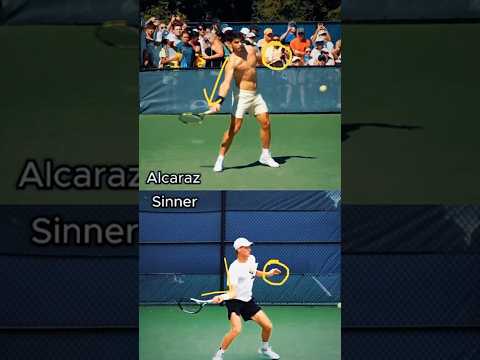 Alcaraz and Sinner FOREHAND Comparison Slow Motion 🎾 #Sinner #Alcaraz #Shorts #Tennis