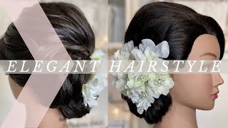 Elegant Hairstyle with Lots of Flowers / Bridal Updo / #tomokoloco