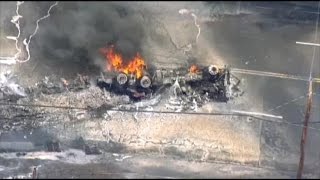 Tanker Rolls Over, Bursts Into Flames in Nashville, Tennessee
