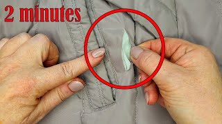 ⭐How to fix a hole in a jacket in 2 minutes / repair clothes