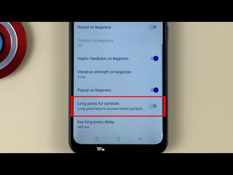 Long press keys to access hinted symbols on Realme C15 Android 11