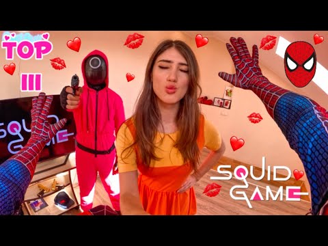 BEST TOP 3 CRAZY GIRL IN LOVE MAKES SPIDER-MAN PLAY A SQUID GAME PART ||| (Love Parkour POV)