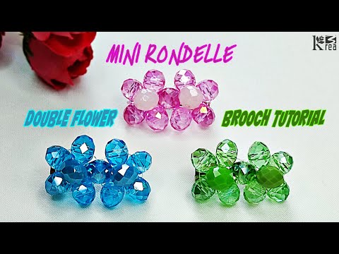 MINI RONDELLE DOUBLE FLOWER BROOCH TUTORIAL | BEADED JEWELRY TUTORIAL