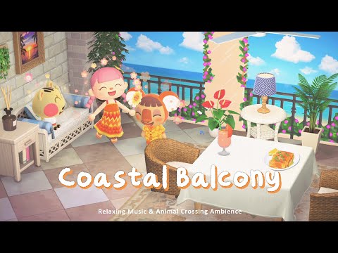 Coastal Balcony 🌺 Feel-Good Tropical Acoustic for Studying & Reading | Animal Crossing Ambience