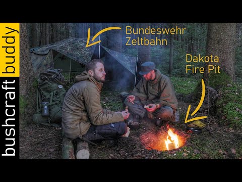 Heavy Rain Bushcraft | Bundeswehr Zeltbahn Shelter | Flint and Knife Dakota Fire | Dutch Oven