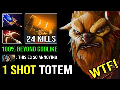 WTF 1 Shot Totem Cleave 100% Beyond Godlike Earthshaker EZ Deleted Offlane 7.32 Dota 2