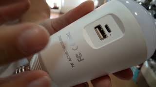 Lâmpada LED E27 Portátil com Painel Solar 7W