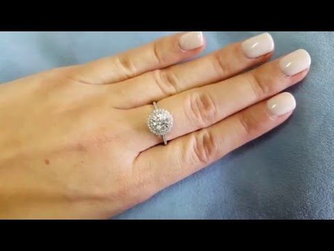 18k White gold Double Halo Diamond Engagement Ring Round