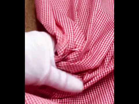 Check Red Pure Cotton 75 GSM Handwoven Fabric — video