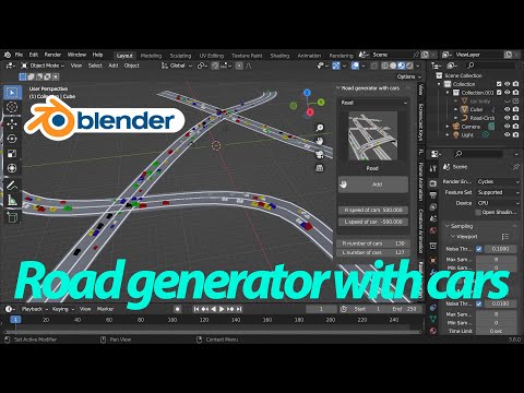 Blender addon  Road generator with cars