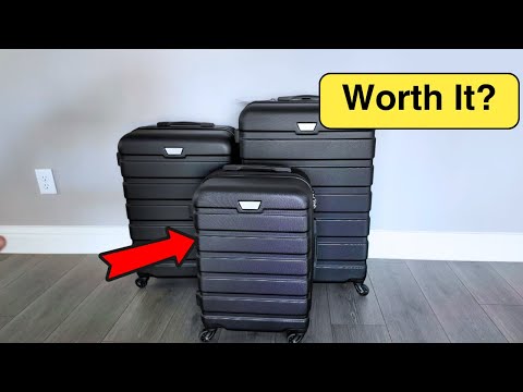 Coolife Luggage 3 Piece Set, Lightweight Durable Hardshell Suitcase set with 360° Spinner Wheels, TSA-approved Lock, Checked Family Travel Luggage sets, 20/24/28 Inch, Navy video review thumbnail