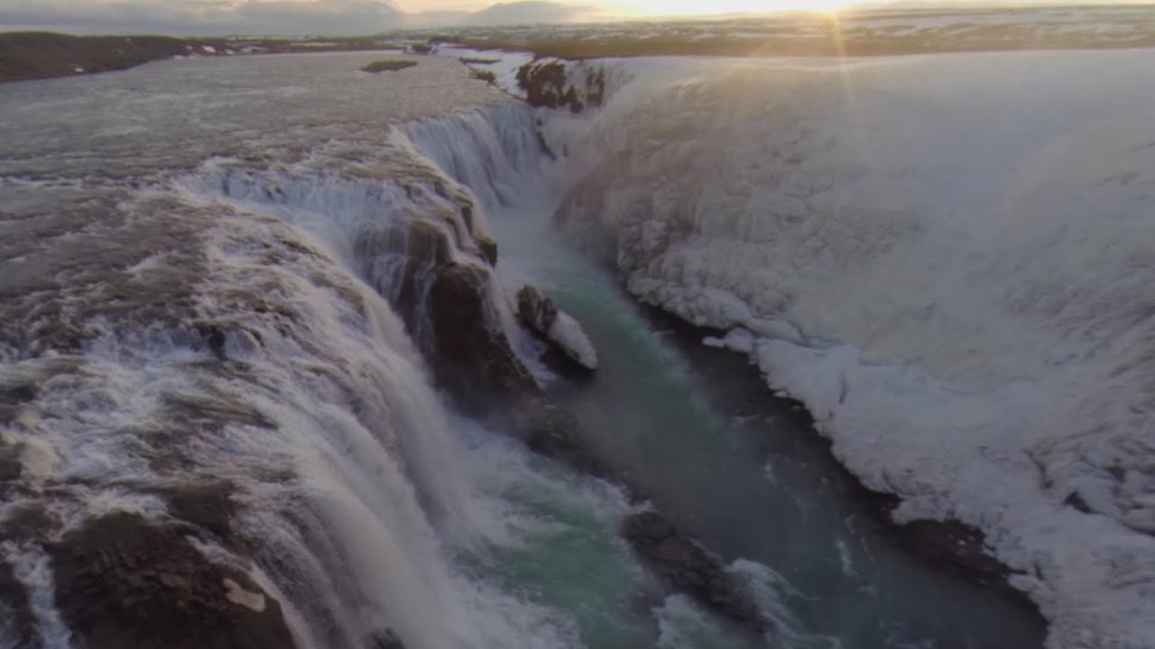 Aerial Iceland - Gulfoss Waterfall in the Golden Circle Route (DJI Phantom 2, Fatshark FPV)