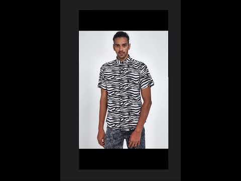 Printed Zebra Half Sleeve Men Casual Cotton Viscose Shirt