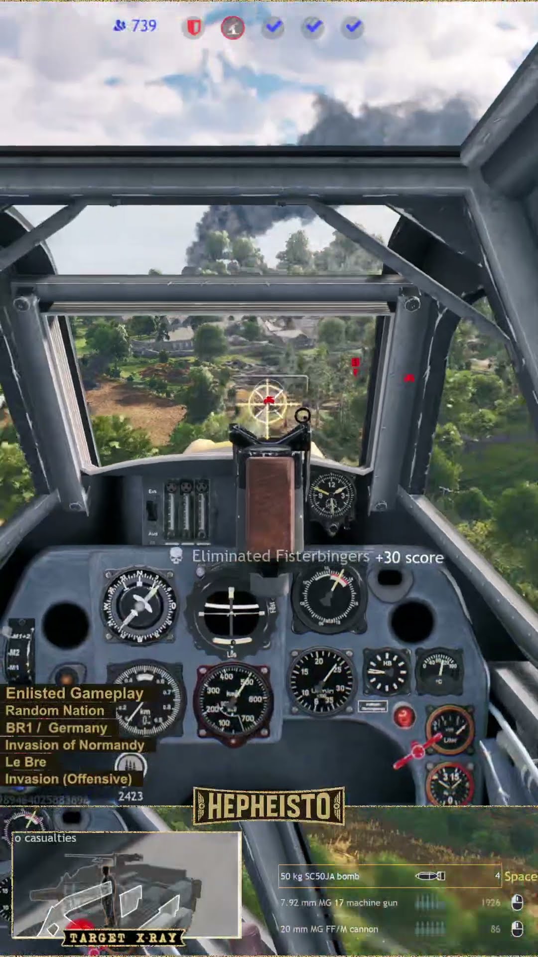 Pilot eliminates Tank M8 Scott with 50 kg bomb