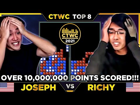 10M POINTS!!? - 2021 CTWC Tetris Top 8 - Joseph vs. Richy - Classic Tetris World Championship