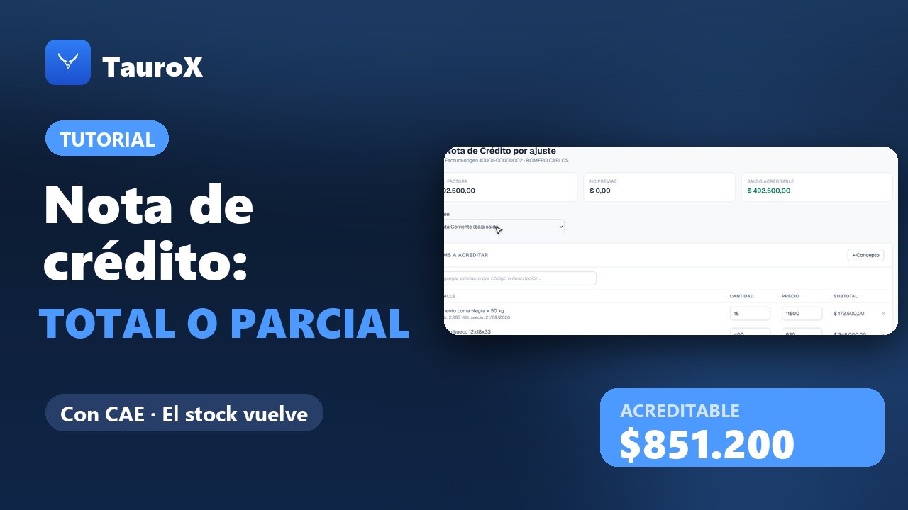 Cómo hacer una nota de crédito (total o parcial, con CAE)