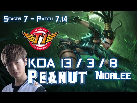 SKT T1 Peanut NIDALEE vs ELISE Jungle - Patch 7.14 KR Ranked