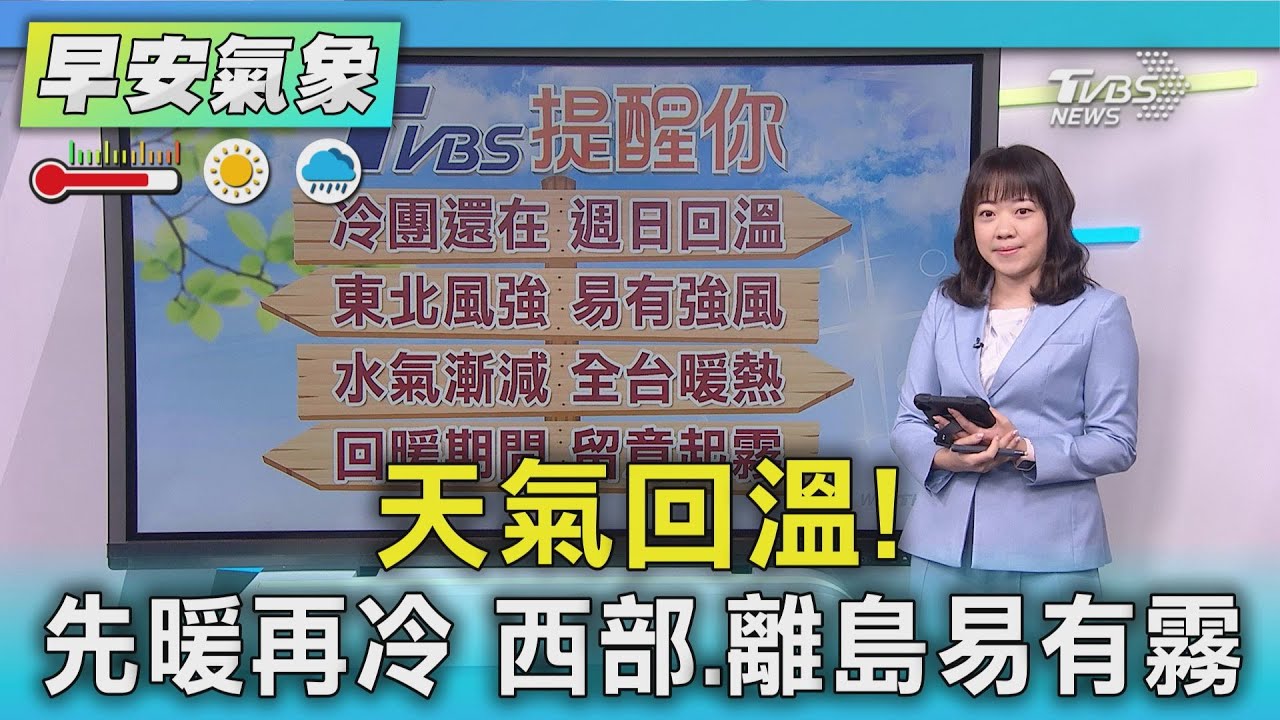 天氣/天氣回溫!先暖再冷 西部、離島易有霧