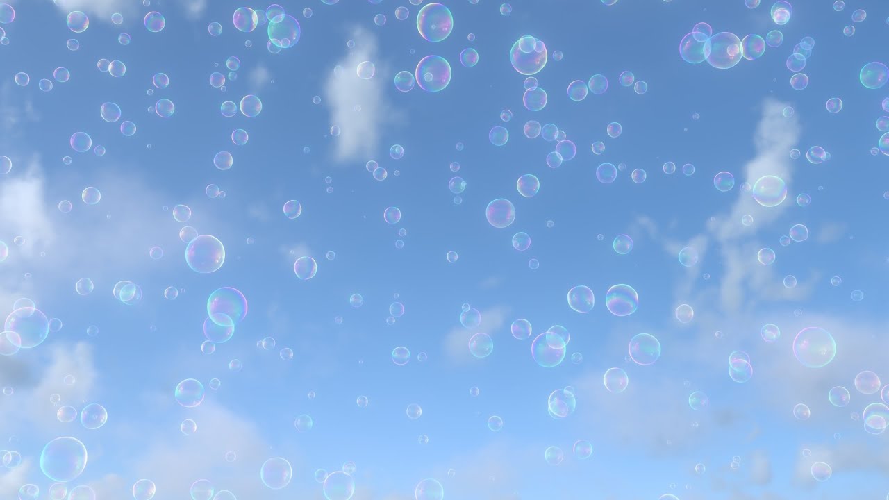 Rising Shiny Irridescent Soap Bubbles Floating Upward Into The Sky 4K Video Effects HD Background