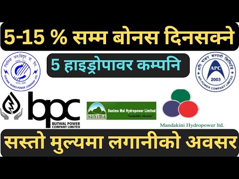 5-15 % सम्म बोनस दिन सक्ने एकदमै सस्ता 500 भन्दा मुनिका 5 हाइड्रोपावर कम्पनि | For Long -term invest