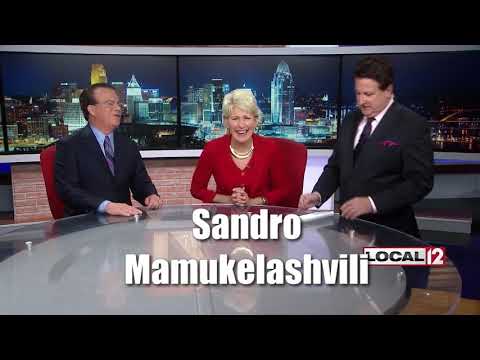 Local 12's Gary Miller tries to pronounce Seton Hall Forward Sandro Mamukelashvili's name