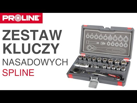 Zestaw Rinkinys Spline galvučių su terkšle rinkinys, 17 dalių, CRV Proline video