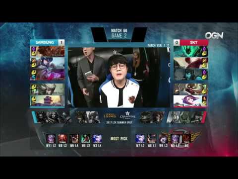 SSG (CuVee Camille) VS SKT (Huni Fiora) Game 2 Highlights - 2017 LCK Summer W6D3