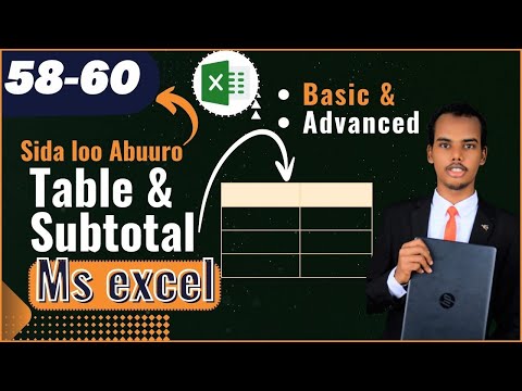 58-60 Ms Excel- Sida loo Abuuro Table iyo Subtotal, Basic Table & Advanced Table. By Eng @Balawii .