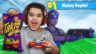 Little Kid Eats TAKIS For Every Kill In FORTNITE!