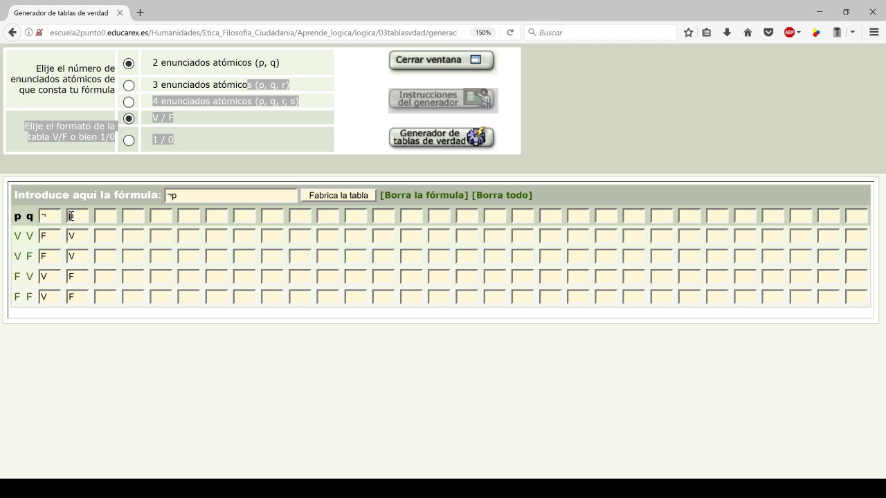 Generador de tablas de verdad