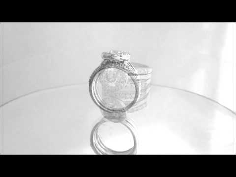 18K WHITE GOLD ROUND CUT DIAMOND BEZEL SET ENGAGEMENT RING AND BANDS 2.10CTW - KNR INC - 342