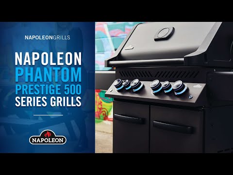 Napoleon Phantom Prestige™ 500 Matte Black 4 Burner Grill with Infrared Side and Rear Burners and Rotisserie Kit, Natural Gas (P500RSIBNMK-3-PHM)